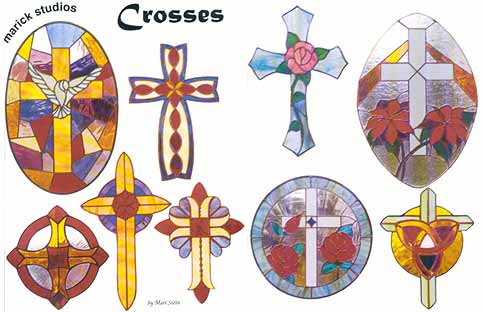 Religious Stained Glass Pattern Book - Crosses