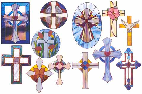 Religious Stained Glass Pattern Book - Religious Crosses