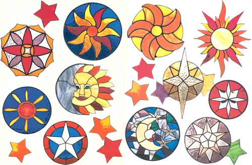 Sun, Moon, Stars Stained Glass Suncatchers