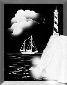 Lighthouse Scene Engraved Bevel