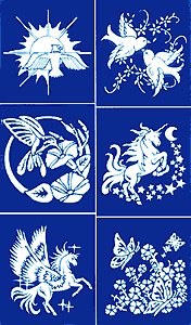 Etching Stencil - Doves, Unicorns, Butterflies