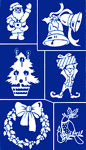 Etching Stencil - Christmas - Santa, Bells, Tree, Elf, Wreath