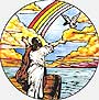 Religious Stain Glass - Noah - Round