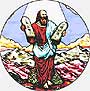 Religious Stain Glass - Ten Commandments - Round